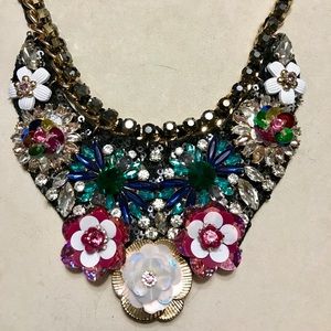 Jewel Toned Flower Necklace